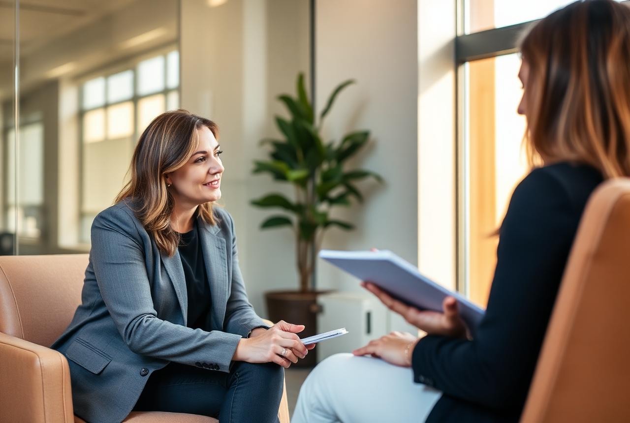 Career coaching conversation between an advisor and a professional
